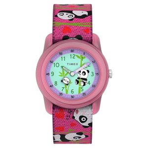 ساعت مچی کودکانه تایمکس مدل Timex TW7C77100 با بند پارچه‌ای کشی صورتی